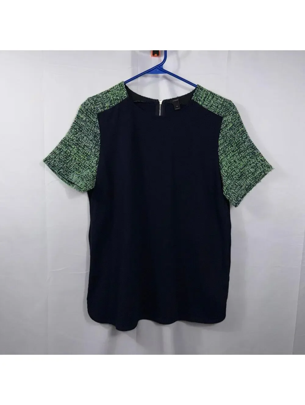 J.Crew Mixed Media Tweed Sleeve Top Size Medium